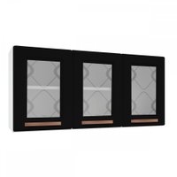 Armário Aéreo Cozinha Em Aço Mirage New 3 Portas 1 Prateleira Branco/preto - Telasul