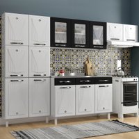 Cozinha De Aço Completa Star New 14 Portas 2 Gavetas Branco/preto - Telasul