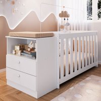 Berço Com Cômoda Aconchego 02 2 Gavetas Branco - Completa Móveis