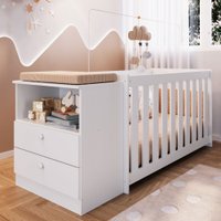 Berço Com Cômoda Aconchego 2 Gavetas Branco - Completa Móveis
