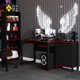 Quarto Gamer 3 Peças Com 1 Mesa, 1 Estante Para Livros E 1 Armário Para Escritório Toronto Preto/vermelho - Pnr Móveis