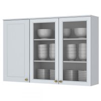 Armário Aéreo Cozinha 120 Cm Americana 3 Portas 100% Mdf Branco Hp C363 - Henn