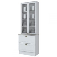 Cristaleira Americana 2 Portas 2 Gavetas 100% Mdf Branco Hp - Henn
