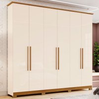 Guarda-roupa Casal Colin 6 Portas 3 Gavetas Off White/nature - Henn