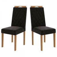 Cadeiras Kit 2 Cadeiras Veludo Preto Cad152ea  - Kappesberg Cadeiras Kit 2 Cadeiras Veludo Preto Cad152ea  - Kappesberg