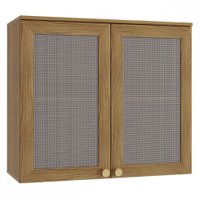 Armário Aéreo Cozinha Botanic 80 Cm 2 Portas Com Tela Nogueira Fosco - Kappesberg