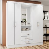 Guarda-roupa Casal Catedral 4 Portas 3 Gavetas Flex Branco/rosa - Bci Móveis
