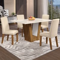 Mesa De Jantar 4 Lugares Floripa Seda/blonde/nude - Viero Móveis