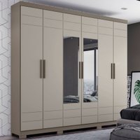Guarda-roupa Casal Kurt 6 Portas 3 Gavetas Com Espelho Duna/cristal - Henn