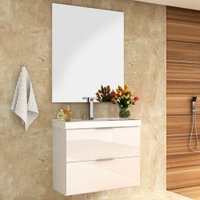Armário De Banheiro Pietra 3 Gavetas Com Espelho 100% Mdf Branco - Móveis Bosi