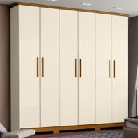 Guarda-roupa Casal Lima 6 Portas 3 Gavetas Off White/nature - Henn