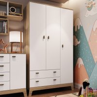 Guarda-roupa Infantil Favo De Mel 3 Portas 2 Gavetas Itapuã/branco - Completa Móveis