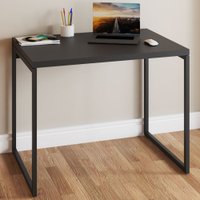 Mesa Escrivaninha Industrial Aço 90 ônix/preto - Panorama Móveis