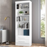 Estante Para Livros 2 Gavetas 4 Prateleiras Branco 3420 - Qmovi