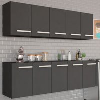 Cozinha Compacta Teresa 10 Portas Preto Fosco - Pnr Móveis