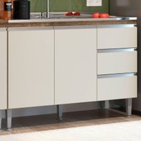 Balcão De Cozinha Para Pia Athena 2 Portas 3 Gavetas Itauba/off White - Irm Móveis
