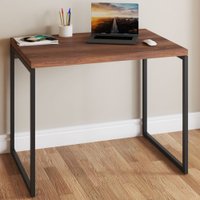 Mesa Escrivaninha Industrial Aço 90 Nogal/preto - Panorama Móveis