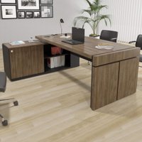 Mesa Diretor Com Conect Iii Charuto/preto - Artany Móveis