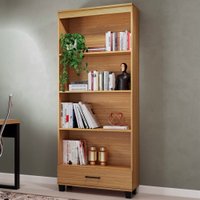 Estante Para Livros 1 Gaveta 3 Prateleiras 100% Mdf Freijó C57 - Pradel