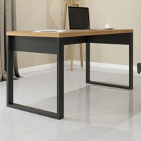 Mesa Escrivaninha Industrial 100% Mdf Freijó/preto Fosco F20 - Pradel