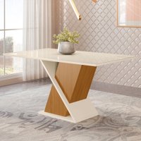 Mesa Fiorella Com Vidro Nature/off White - Henn