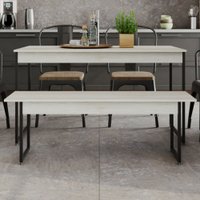 Mesa De Madeira Tub Com 1 Banco Snow/preto - Compace