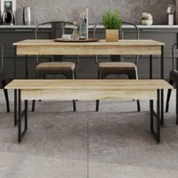 Mesa De Madeira Tub Com 1 Banco Carvalho/preto - Compace