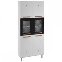 Paneleiros Em Aço Mirage New 6 Portas 5 Prateleiras Com Vidro Branco/preto - Telasul