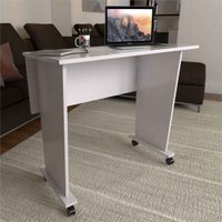Mesa Escrivaninha Dobrável Wood Com Rodízio Branco - Pnr Móveis