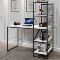 Mesa Escrivaninha Fit 4 Prateleiras Preto/branco - Art Panta