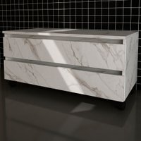 Armário De Banheiro 2 Gavetas Mármore Branco Bn3603 - Tecno Mobili