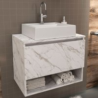 Armário De Banheiro 1 Porta 1 Prateleira Mármore Branco Bn3606 - Tecno Mobili