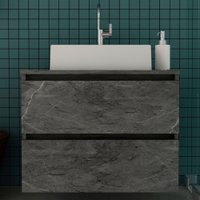 Armário De Banheiro 2 Gavetas Mármore Lunar Bn3607 - Tecno Mobili