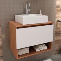 Armário De Banheiro 1 Porta 1 Prateleira Amêndoa/branco Bn3606 - Tecno Mobili