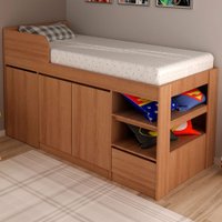 Cama Infantil Multifuncional 2 Portas Com Escrivaninha Amêndoa - Tecno Mobili