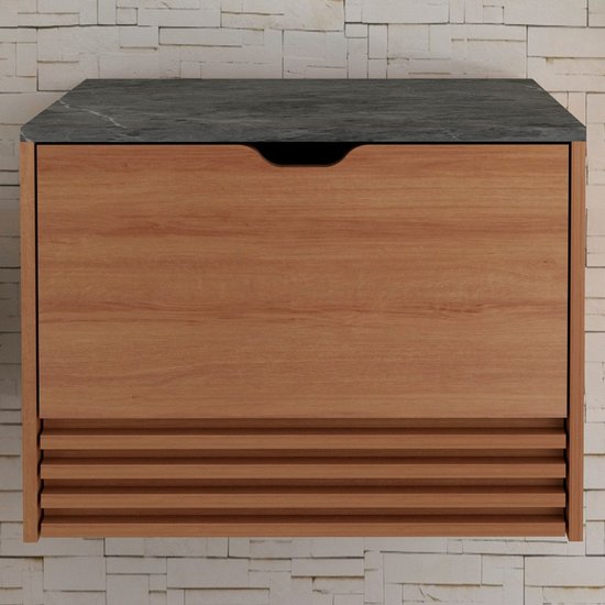 Armário De Banheiro 1 Porta 1 Gaveta Amêndoa/mármore Lunar Bn3613 - Tecno Mobili