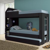 Beliche Cama Aux C/ 3 Colchões Ditália Treliche CM-15 Preto
