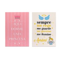 Kit 2 Placas Decorativas em MDF Aqui Dorme Uma Princesa e Oração Santo Anjo 19x28,5 cm - D'Rossi