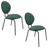 Kit 02 Cadeiras de Jantar Belle Veludo Verde Base de Ferro Preto - D'Rossi