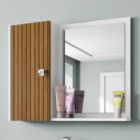 Armário de Banheiro Gênova 1 Porta 2 Prateleiras Com Espelho Bechara 2075573 - Branco