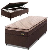 Cama Box Baú Solteiro Colchão Espuma D33 Pillow Top Millenium 88x188x60cm Marrom Hellen - Suporta até 120kg por Pessoa