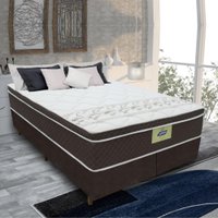 Cama Box Casal King Colchão Molas Ensacadas Euro Top Rubi Gazin 193x203x70cm Marrom/Branco