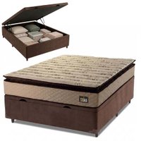 Cama Box Baú Casal Colchão Espuma D33 Pillow Top Van Gogh 138x188x70cm Marrom Hellen - Suporta até 120kg por Pessoa