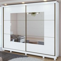 Guarda-Roupa / Roupeiro Casal Toronto 2 Portas 6 Gavetas Com Espelho 100% MDF Móveis Lopas 45888.3.8 - Branco
