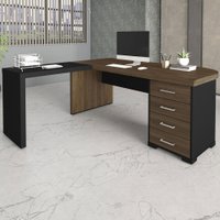 Mesa Para Escritório Com Apoio 4 Gavetas Móveis 006107 - 000392 - Marrom