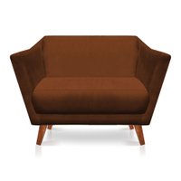 Namoradeira 2 Lugares Pérsia Suede Terracota Pés Chanfrado Castanho - Pallazio