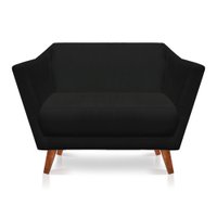 Namoradeira 2 Lugares Pérsia Suede Preto Pés Chanfrado Castanho - Pallazio