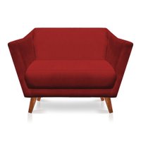 Namoradeira 2 Lugares Pérsia Suede Vermelho Pés Chanfrado Castanho - Pallazio