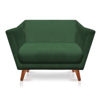 Namoradeira 2 Lugares Pérsia Suede Verde Pés Chanfrado Castanho - Pallazio