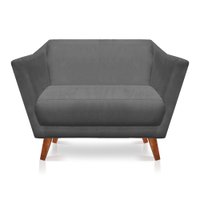 Namoradeira 2 Lugares Pérsia Suede Grafite Pés Chanfrado Castanho - Pallazio